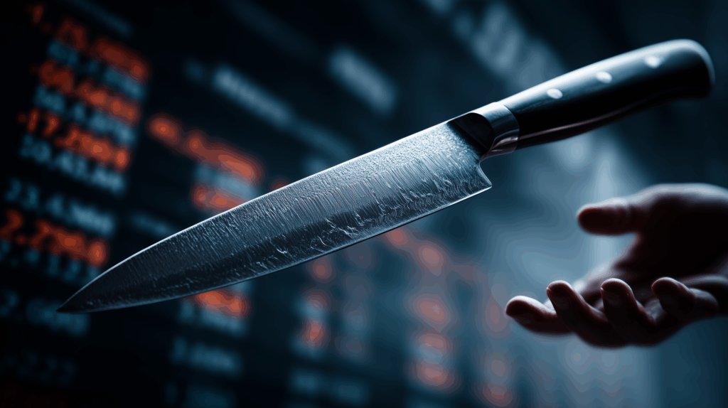 Hand reaching for a falling knife