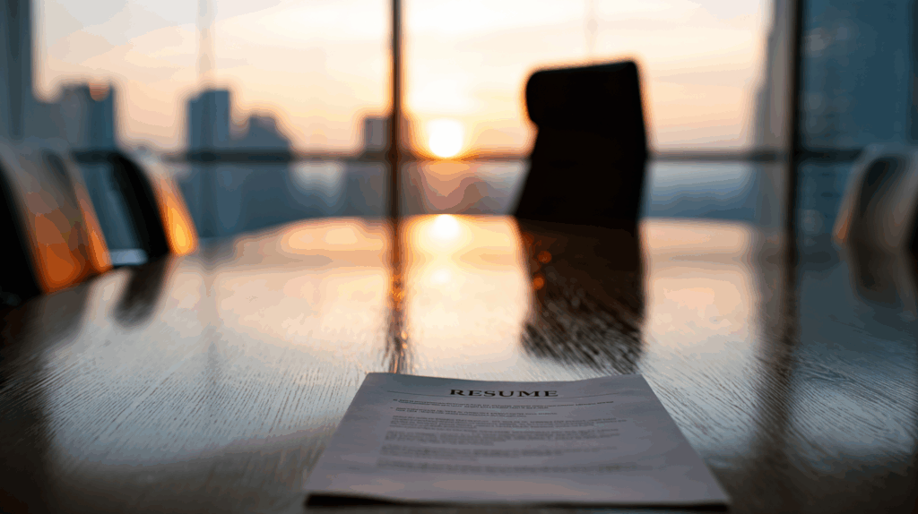 Job Interview - Resume on the boardroom table